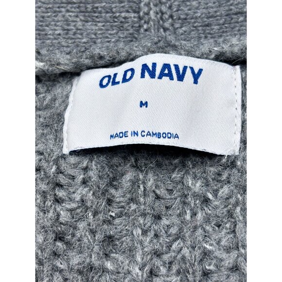 Old Navy M Gray Textured Knit Button-Up Cardigan Sweater Acrylic/Polyester Blend - Picture 4 of 11